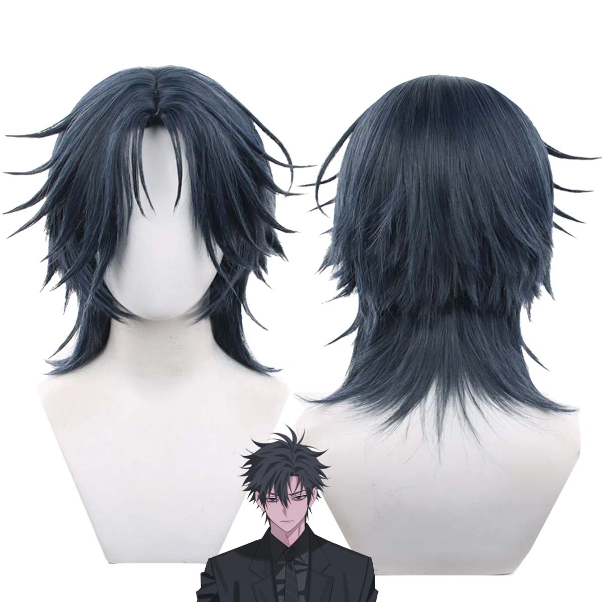 Anime Cosplay Blue Hair - Мужской парик для косплея в стиле