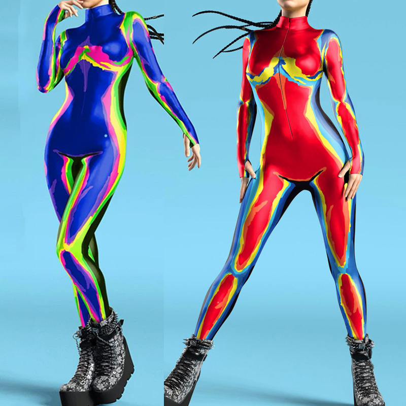 Anime Cosplay Images - Женский костюм зентай с 3D принтом,