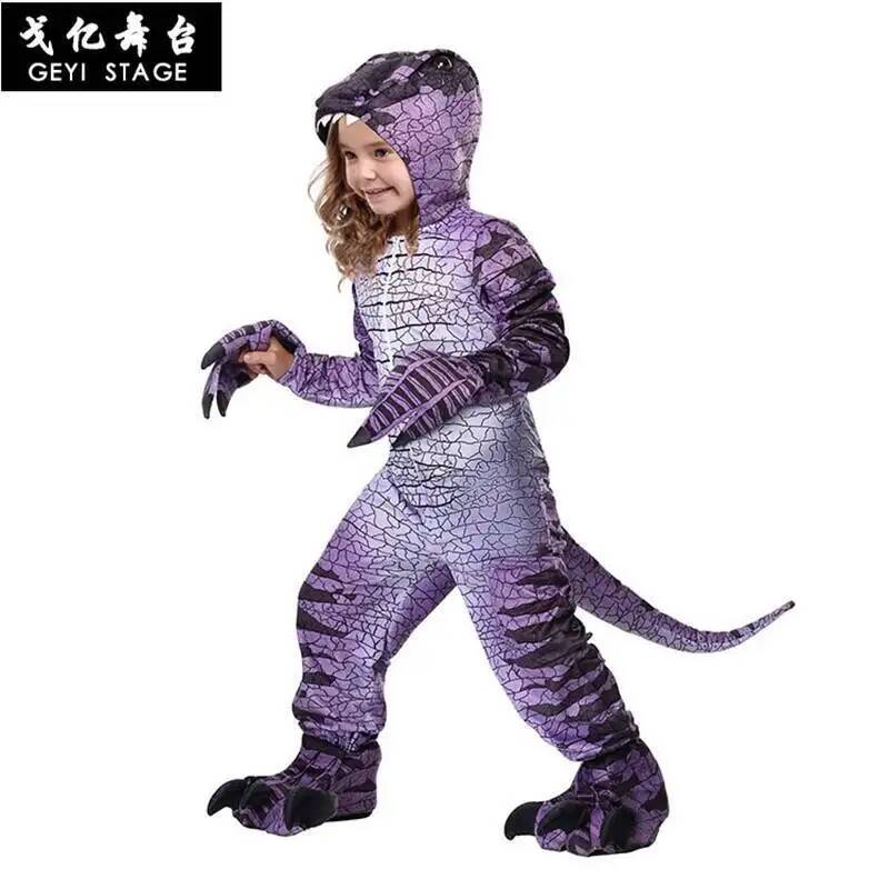 Anime Cosplay Kid - Новый фиолетовый костюм динозавра-хищника Раптора для
