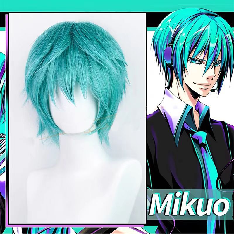 Anime Cosplay Blue Hair - Парик для косплея Mikuo, синий, короткий,